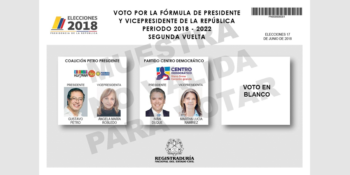 Voto en blanco aparecerá en el tarjetón para la segunda vuelta presidencial