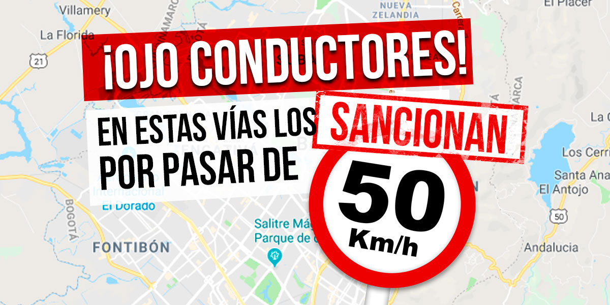 limite de velocidad 50 kilometros bogota multa camaras