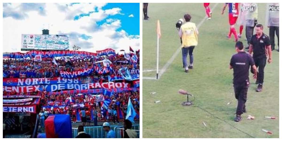 Aficionados del DIM arrojaron jeringas con sangre a jugadores y mostraron una durísima pancarta